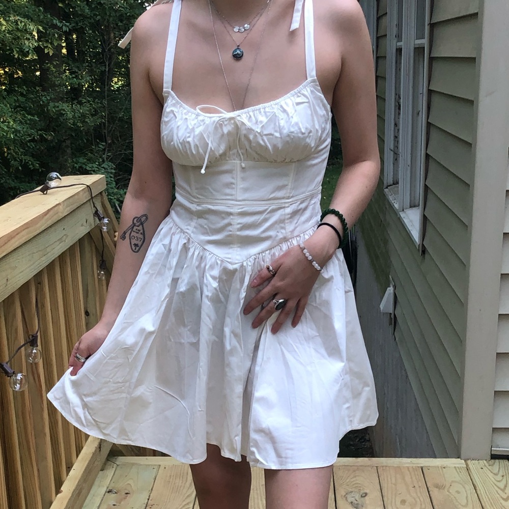 For Love & Lemons Jesse Mini dress in White.